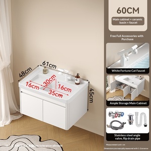 Armoire de salle de bain murale en aluminium nid d'abeilles épaissi avec lavabo en céramique intégré et lavabo de toilette - Product Image 4