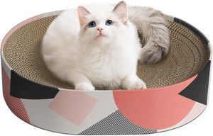 Runde Katzen-Kratzschale 2-in-1 Katzen-Kratzbett Gebogenes Karton-Loungebett mit Katzenminze für Hauskatzen - Product Image 6