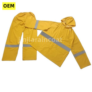 Logo personnalisé salut viz pvc combinaison de pluie imperméable robuste manteau de pluie pour adultes, hommes 2 pièces pvc polyester imperméable - Product Image 3