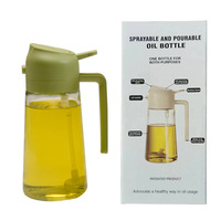 Bouteille pulvérisateur d'huile en verre 470 ml, distributeur et verseur d'huile d'olive 2-en-1, vaporisateur de cuisine 16 oz pour barbecue, salade, friteuse à air