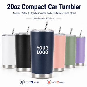 Custom Logo 20oz Vacuum Insulated Tumbler 304 Stainless Steel Travel Mug Reusable Coffee <b>Cup</b> with Straw for Hot Cold Drinks - Product Image 1