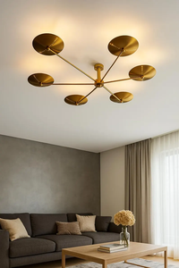 Lámpara de techo de cúpula de araña de 6 luces moderna, candelabro estilo Sputnik de latón crudo para sala de estar, comedor u oficina - Product Image 2