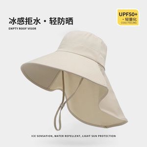 Sombrero de pescador de ala ancha de seda helada con protección UV para mujer, ideal para playa y verano al aire libre - Product Image 4