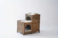 Cama para perros de mimbre y cartón de gran tamaño JY para exteriores, tipo iglú, para apartamento, verano, con soporte, cajas, oso, madera