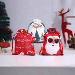 Eco-Friendly Recyclable Digital Printed Customizable <b>Gift</b> Drawstring <b>Bag</b> Cotton <b>Christmas</b> Pouch - Product Image 3