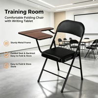 Chaise pliante de formation de haute qualité en métal pour l'école, le bureau et les conférences avec tablette d'écriture