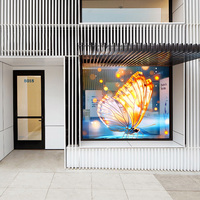 Pantalla de publicidad LED transparente de película holográfica P3.91 P6.25 de alta transparencia para animación de ventanas de vidrio de tienda minorista