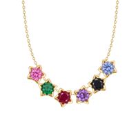 Collar con Colgante DIY Mini Star de Glowluxe, Diseño de Barra Curva con Circonitas Multicolores, Plata de Ley 925, Joyería en Tono Dorado