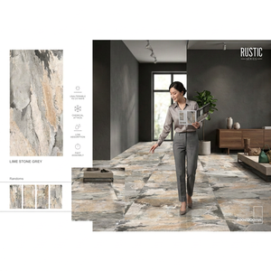 Azulejos de porcelana travertino de 60x120cm, superficie mate y pulida, doble capa, piedra caliza, gris, azulejos de pared exterior de 600x1200mm - Product Image 1