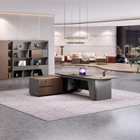 Bureau de direction moderne en forme de L en MDF sans formaldéhyde, aspect bois, pour projet de bureau commercial