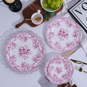 Morandi-style <strong>Small</strong> Flowers Bone China Dinnerware Ceramic <strong>Dinner</strong> Set Vintage Charger <strong>Plate</strong> for Wedding&amp;Party&amp;Rental - Product Image 2