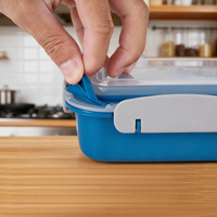 Boîte à lunch bento en plastique écologique à double compartiment pour enfants et adultes, 1,45 L, moderne, pour la conservation de la fraîcheur, récipient pour salade/fruits