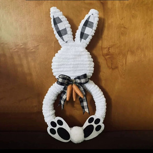 DAMAI <b>Easter</b> Bunny Wreath Bow Front Door Hanging <b>Ornaments</b> Creative Home Wall Decor Supplies for Holiday Party Decoration - Product Image 3