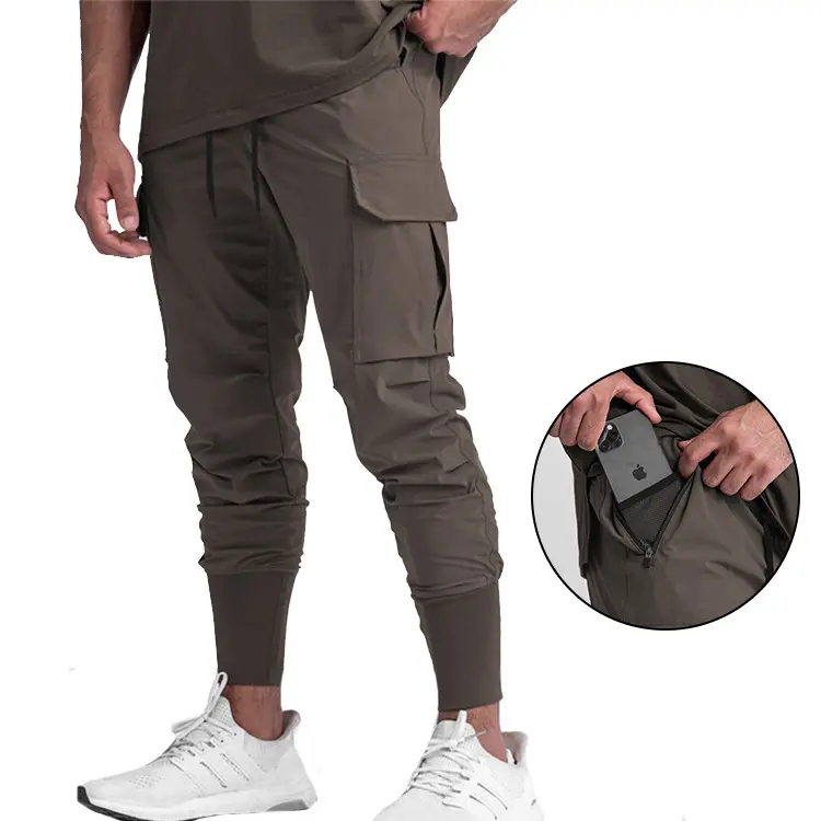 Pantaloni della tuta da jogging con coulisse da uomo che corrono da ginnastica pantaloni Skinny Cargo