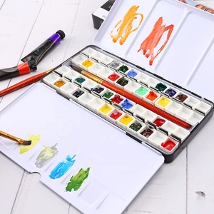 <span class=keywords><strong>Grande</strong></span> boîte en métal vide pour <span class=keywords><strong>aquarelle</strong></span> pliable 52 demi-casseroles pour <span class=keywords><strong>aquarelle</strong></span> à l'huile acrylique Palettes Premium - Product Image 5