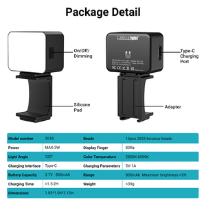 Mini điền vào ánh sáng cho DJI OSMO Túi 3 lạnh Hot Giày <span class=keywords><strong>Led</strong></span> vlogging ánh sáng tập tin đính kèm cho hành động 5 Pro 4 3, cho GoPro phụ kiện - Product Image 4