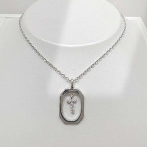 wholesale silver 925 plata <b>initial</b> letter fashion pendant necklace casual ladies Rhodium plated best friend geometric necklaces - Product Image 2