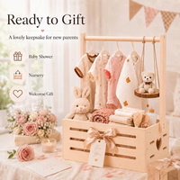 Panier de rangement en bois personnalisé pour bébé avec poignée, idéal pour la naissance, cadeau pour nouveau-né garçon ou fille