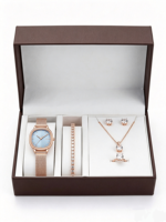 Coffret cadeau de montre de luxe pour femme, boîte à bijoux, montre-bracelet à quartz étanche pour femme, cadran carré classique, cadeau de Noël