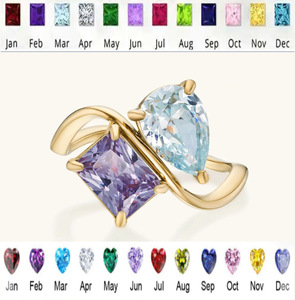 <span class=keywords><strong>Anello</strong></span> Creativo a Forma di S con Pietra Portafortuna Personalizzata per la <span class=keywords><strong>Festa</strong></span> <span class=keywords><strong>della</strong></span> <span class=keywords><strong>Mamma</strong></span>, San Valentino, 12 Mesi, SongYi Dropshipping - Product Image 4