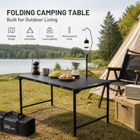 Table pliante tactique hydraulique multifonctionnelle légère réglable en hauteur pour le camping en plein air, mobilier d'extérieur en acier au carbone