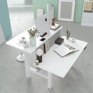 Çift oturma ofis elektrikli kaldırma masası iki kişi iş istasyonu akıllı yükseklik ayarlanabilir kaldırma personel masası
