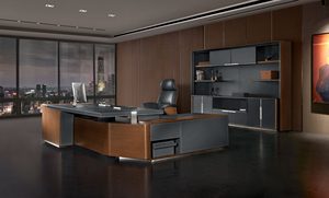 Ofis mobilyaları deri yönetici masası patron Modern yönetici direktörü başkan ofis masası tasarım - Product Image 5