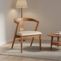 Fauteuil d'appoint design en bois massif, style Wabi-Sabi, pour salon, salle à manger, bureau, hôtel, appartement – Vente directe usine