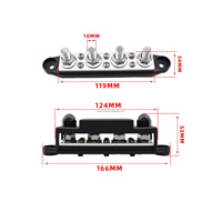 Barre omnibus de connexion de courant M8 M10, bloc de distribution d'alimentation à 4 goujons, borniers de type vis rouge et noir pour applications automobiles et marines