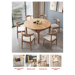 Bắc Âu hiện đại 6 chỗ ngồi bàn ăn ghế thiết lập tất cả các rắn gỗ dual-sử dụng Vòng cho nhà hoặc căn hộ nhỏ - Product Image 5