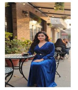 Trendy Eco-Friendly Woven Velvet Solid A-Line <b>Dress</b> Women <b>Belted</b> Waist Soft Comfortable Elegant Flowing Fit Parties <b>Weddings</b> - Product Image 1