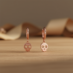 Orecchini a Cerchio Edun Skeleton in Lega di Zinco Oro Rosa, Stile Punk, Gioielli Unisex alla Moda - Product Image 2