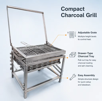 Barbecue à charbon avec grille rotative BlazeFor pour un barbecue efficace et des grillades parfaites lors de vos réunions de famille