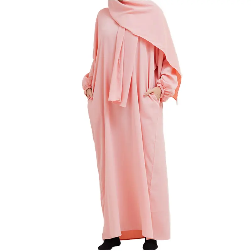 YFS-ร้อนขายเสื้อผ้าอิสลามแบบดั้งเดิม Jilbab สีทึบผู้หญิงมุสลิม Khimar ฮิญาบคลุมด้วยผ้า Abaya ชุดสวดมนต์