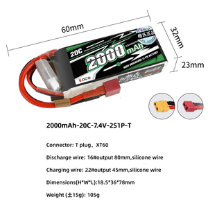 Batteria LiPo ACE 2S 7.4V 20C-45C 1800-4000mAh ad alta scarica per Droni FPV, Aerei RC, Auto, Barche e Modelli RC - Product Image 4