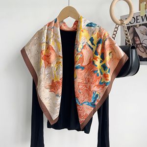 女式条纹大柔软围巾印花油画艺术气质披肩夏季护颈装饰头巾 - Product Image 2