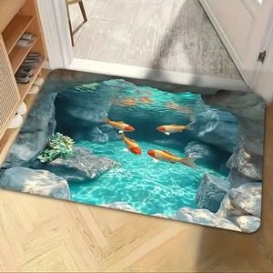 <span class=keywords><strong>Tapis</strong></span> d'entrée 3D Koi Puddle, design réaliste de poisson et de lotus, <span class=keywords><strong>tapis</strong></span> de sol doux et antidérapant, décoration d'<span class=keywords><strong>intérieur</strong></span> moderne et amusante - Product Image 2