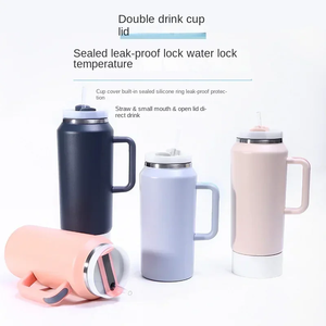 Custom Logo 64oz 304 Stainless Steel Vacuum Insulated Tumbler with Handle Straw Dual Drink Lid <b>Large</b> Capacity Travel <b>Mug</b> - Product Image 5