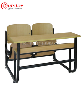 Escritorio y Silla Escolar Doble de Diseño Moderno con Marco de Metal y Madera Combinados, Mesas y Bancos para Estudiantes con Respaldo - Product Image 4