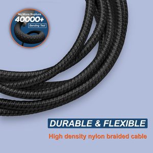 Câble <span class=keywords><strong>de</strong></span> charge USB Type C renforcé noir 3,3 pieds avec alimentation rapide 60W et compatibilité universelle pour téléphone - Product Image 3