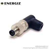 Connecteurs circulaires métriques M8 à angle droit, mâle-femelle, pour câblage sur site, boîtier ABS IP67, 60V 3A, 3 broches 4 broches, fournis par l'usine