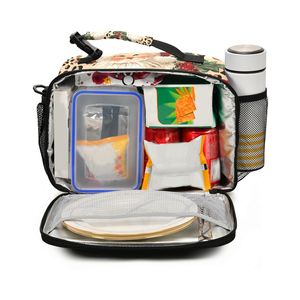 Sac à déjeuner isotherme de Noël motif léopard et Père Noël, sac isotherme avec fermeture éclair, sac de rangement alimentaire étanche pour le travail et les voyages - Product Image 2