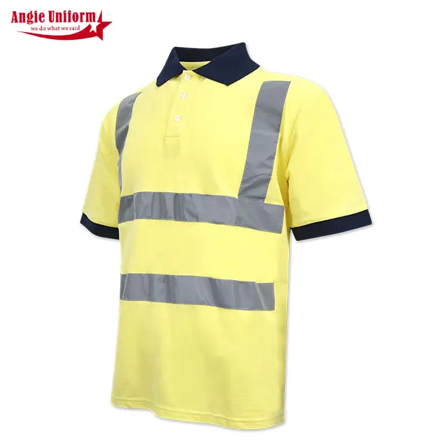 Manufacturer Moisture Wicking Cotton Security Clothing Short Sleeve Polo T-Shirt Reflective Construction Worker Uniforms