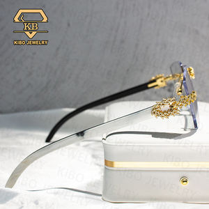 مجوهرات مغني الراب الفاخرة نظارات قرن الجاموس للرجال نظارات ماسية مويسانيتي نظارات شمسية مثلجة - Product Image 2