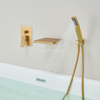 Robinet de douche et baignoire encastré en cuivre à poignée unique, avec cartouche céramique, jet pluie, mural, pré-encastré, eau chaude et froide