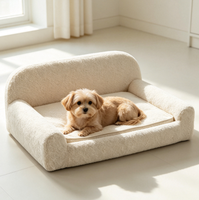 Canapé-lit de luxe en polaire Sherpa pour chien, coussin moelleux pour chat et chiot, mobilier confortable et chaud pour petits animaux avec dossier surélevé