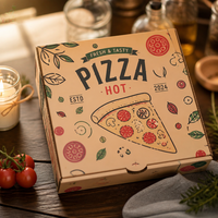Caja para Rebanadas de Pizza, Fácil de Plegar, con Línea de Plegado, Cartón Kraft Marrón, para Venta de Pizza en Food Trucks, Suministros para Servicio de Alimentos