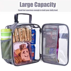 Bolsas de almuerzo transparentes con cremallera transparente de PVC, bolsa de mano impermeable, bolsa térmica deportiva con bolsillo para el trabajo, escuela, estadio, mujeres y hombres - Product Image 3