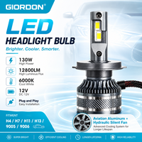 Bombilla LED Blanca para Faros Delanteros de 130 W y 12800 LM, 6000 K, H4 H7 H11 H13 9005 9006, 12 V, Ajuste Directo para Automóvil, con Ventilador de Refrigeración de Aluminio de Aviación