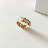 Chic courbé deux couleurs argent or basique large anneau 18k sans ternissement en acier inoxydable cool quotidien index bagues pour les filles